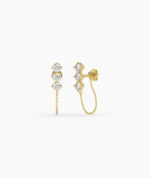 Diamond Chain Link Stud Earrings