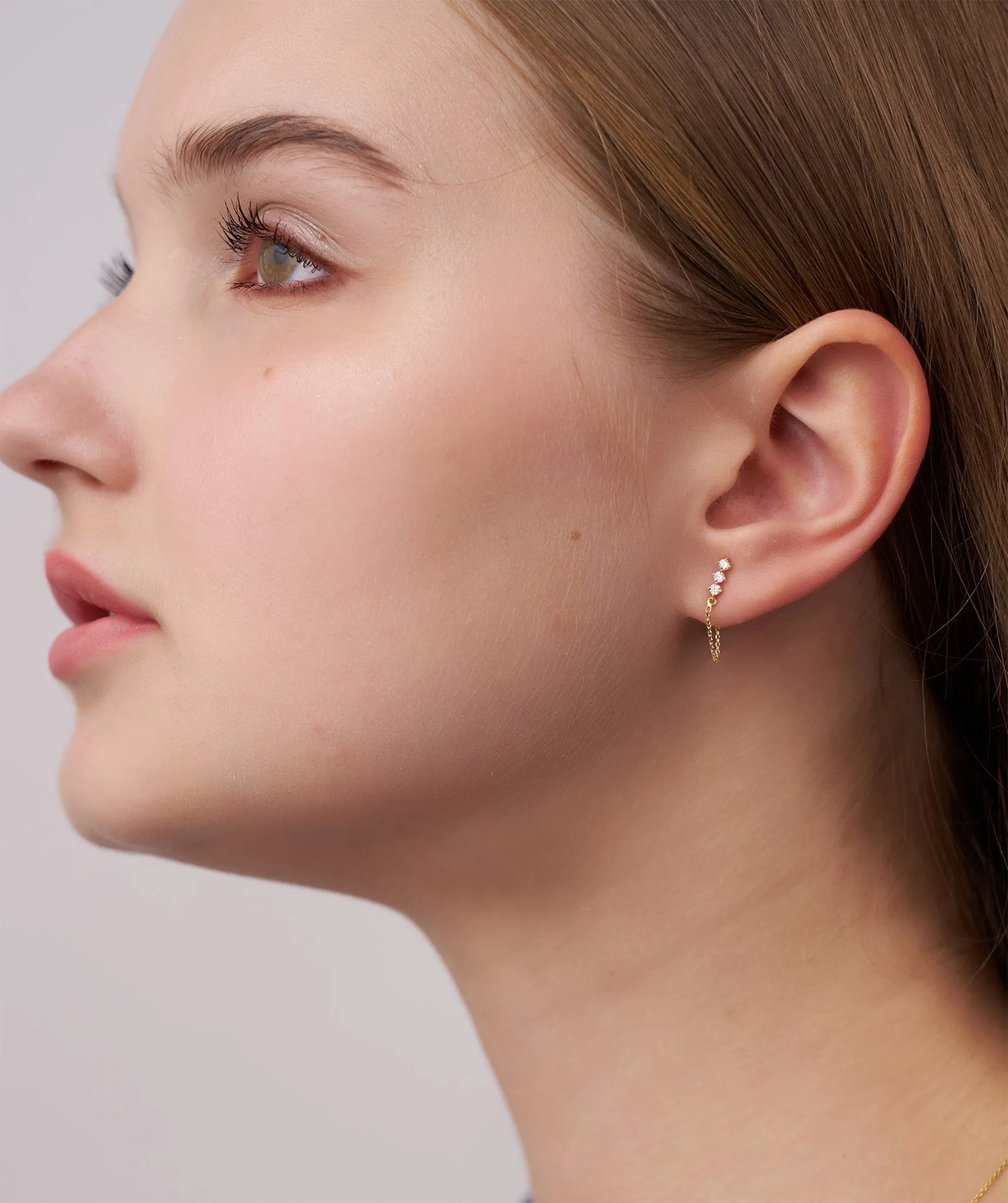 Diamond Chain Link Stud Earrings