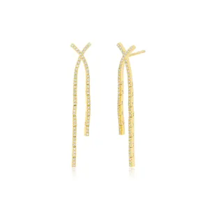 Diamond Criss-Cross Drop Earrings