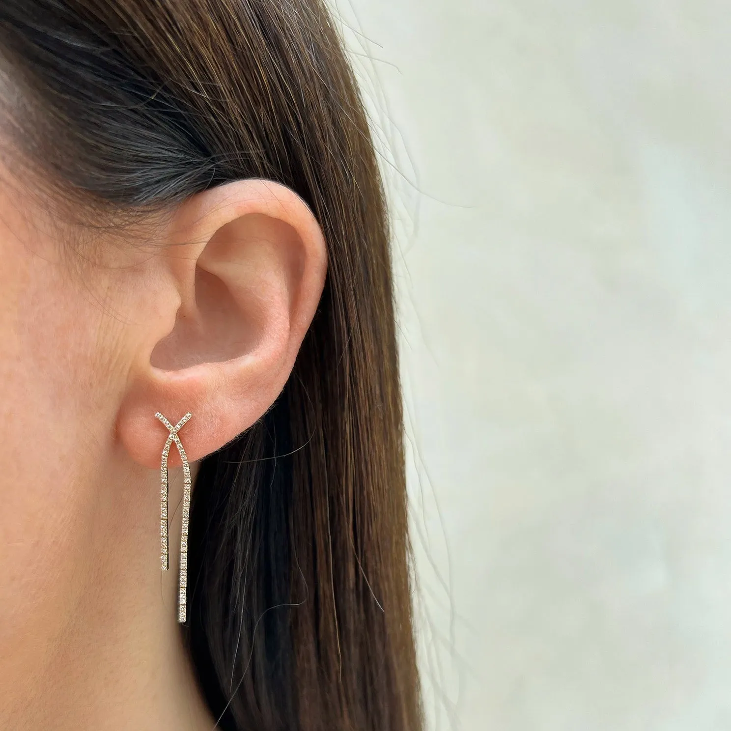 Diamond Criss-Cross Drop Earrings