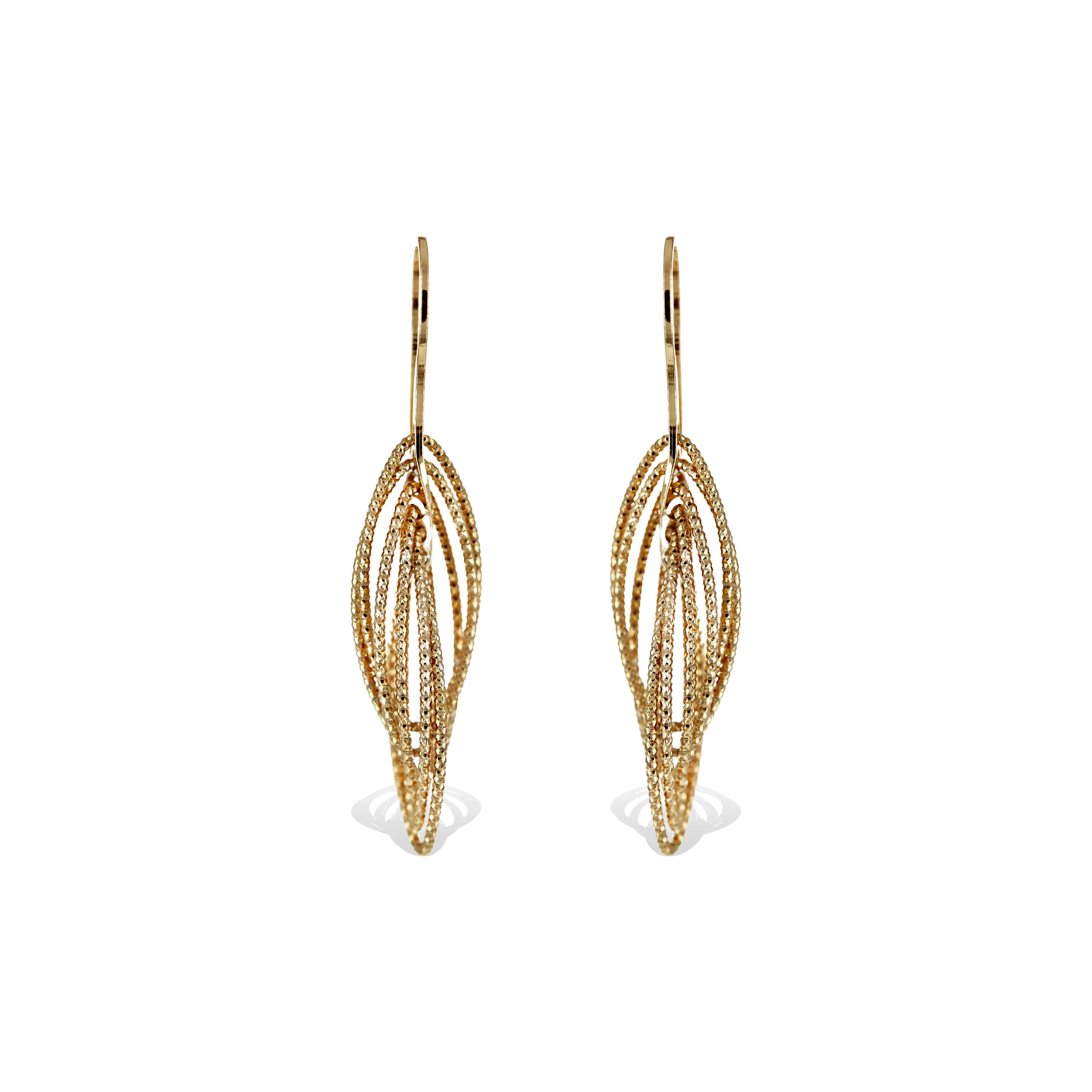 Diamond Cut Oval Drop Earrings