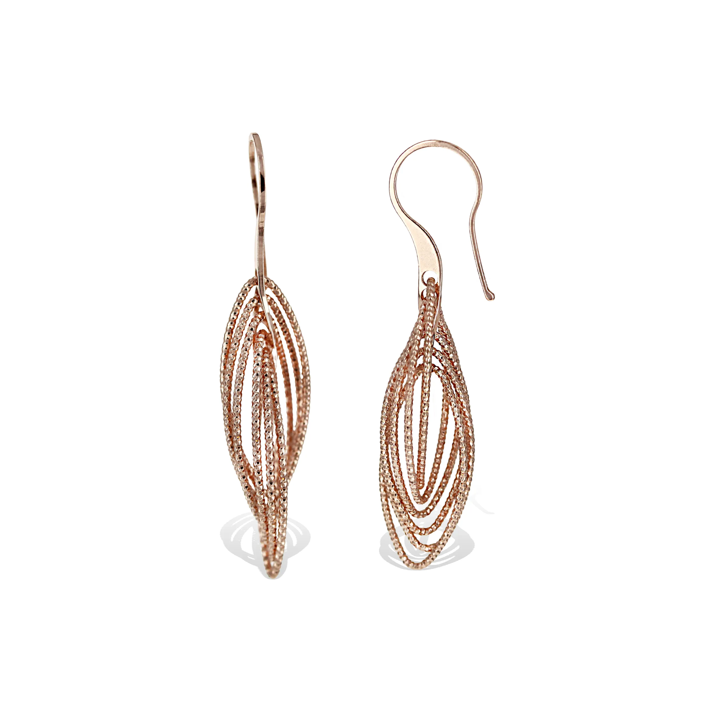 Diamond Cut Oval Drop Earrings
