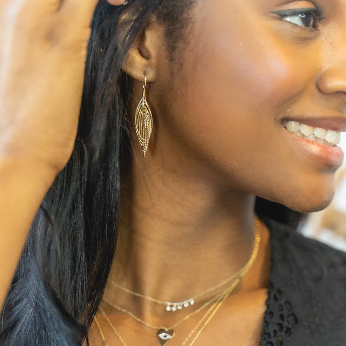 Diamond Cut Oval Drop Earrings