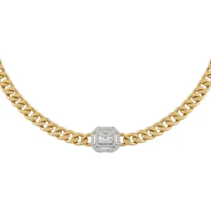 Diamond Double Illusion X Miami Cuban Chain Choker 14K