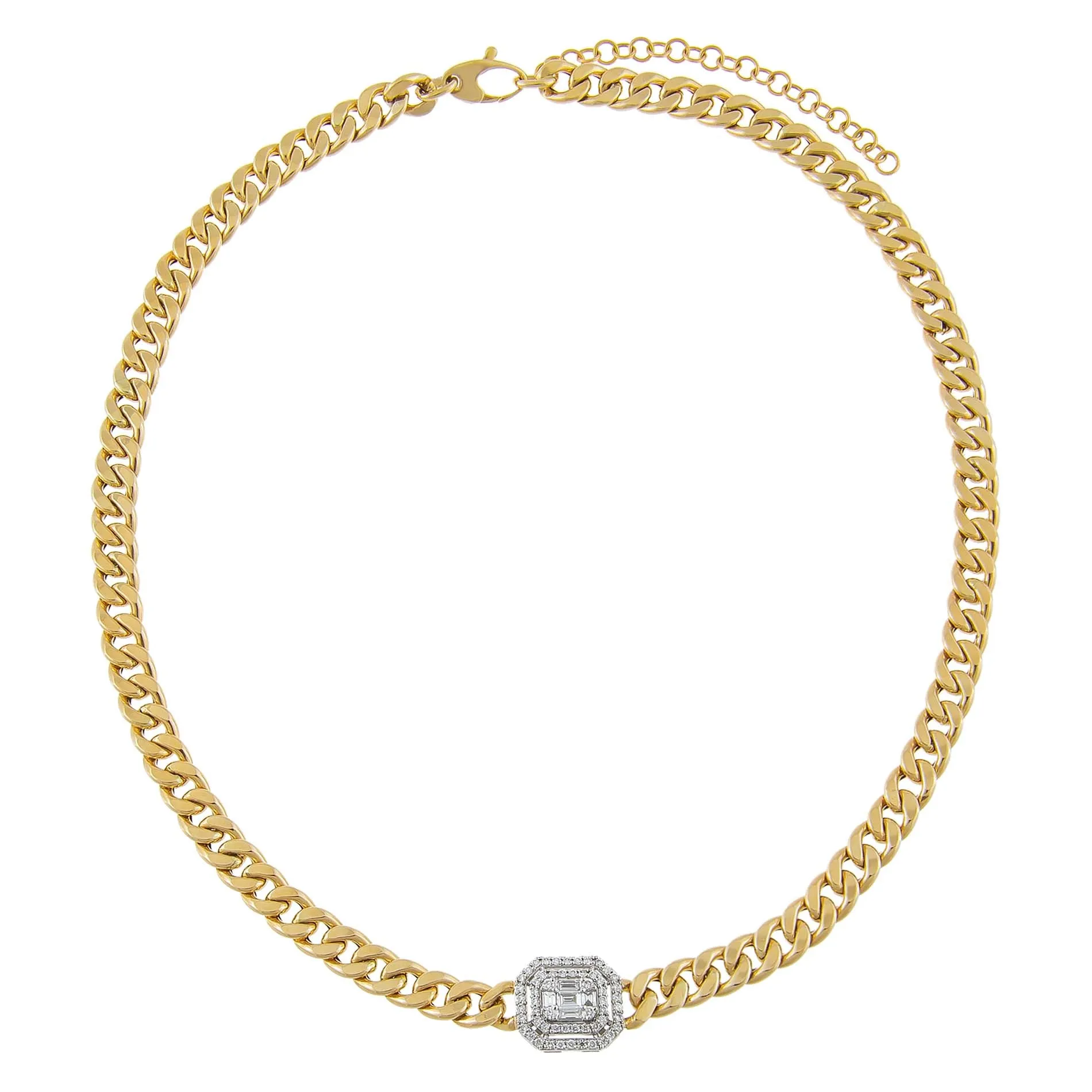 Diamond Double Illusion X Miami Cuban Chain Choker 14K