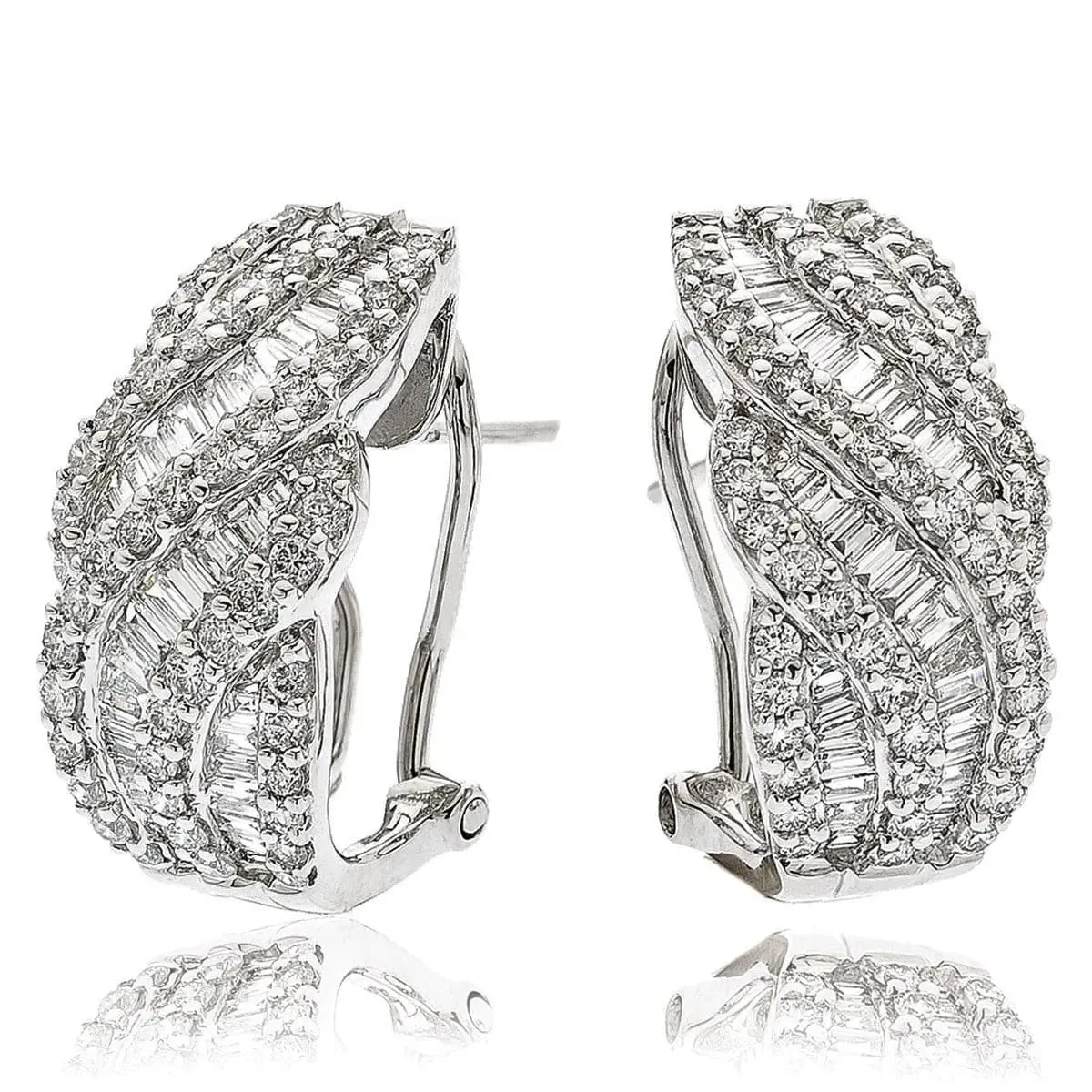 DIAMOND FANCY HOOP EARRINGS IN 18K WHITE GOLD