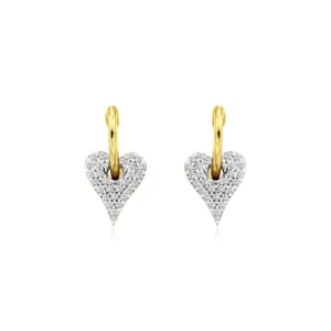 Diamond Heart Design Drop Earrings
