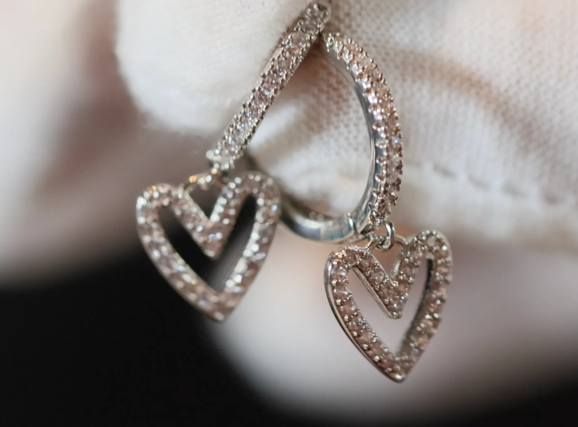 Diamond Heart Earrings | Heart Earrings | Womens Earrings