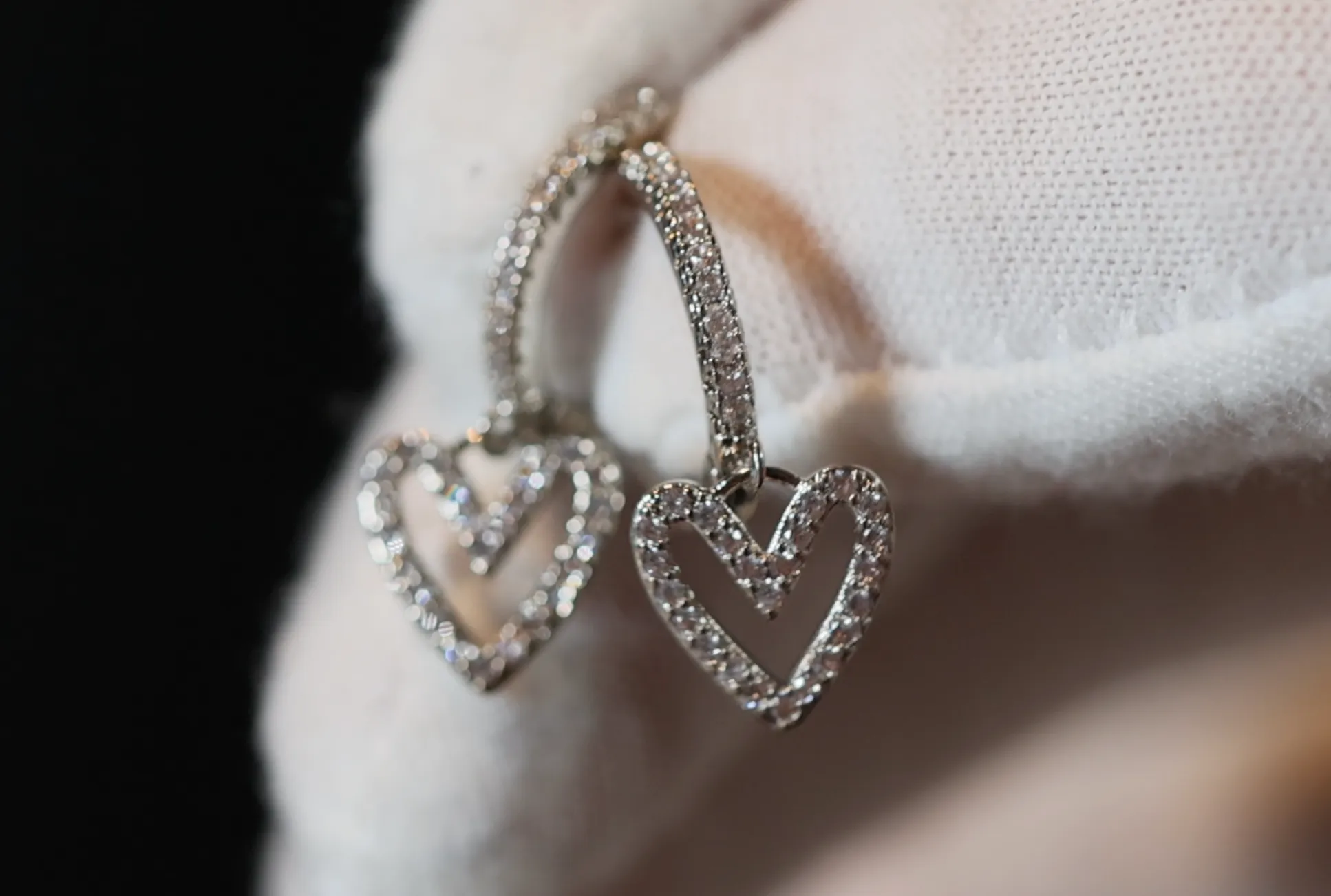 Diamond Heart Earrings | Heart Earrings | Womens Earrings