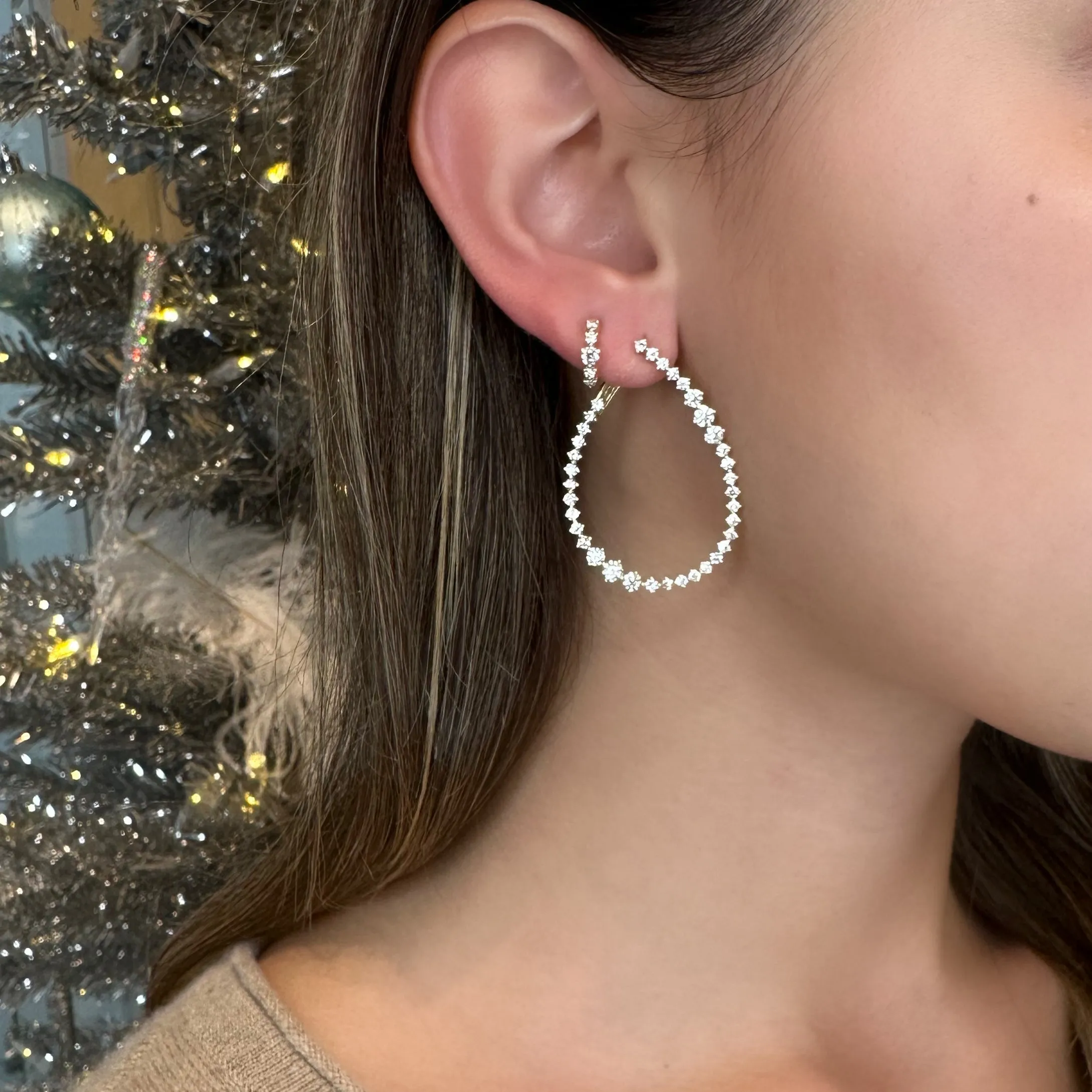 Diamond Hoop Drops