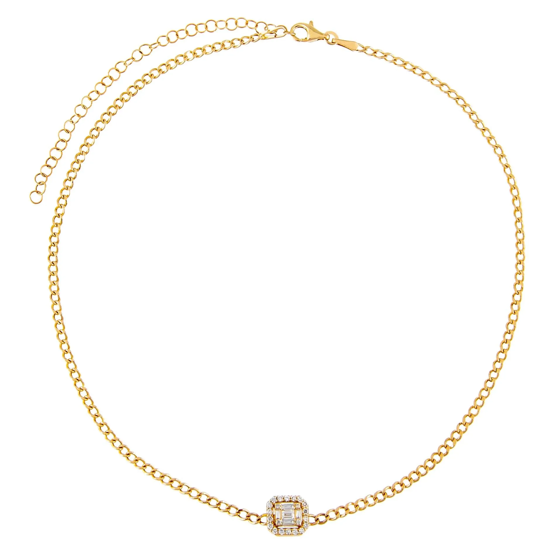 Diamond Illusion Baguette Cuban Choker 14K