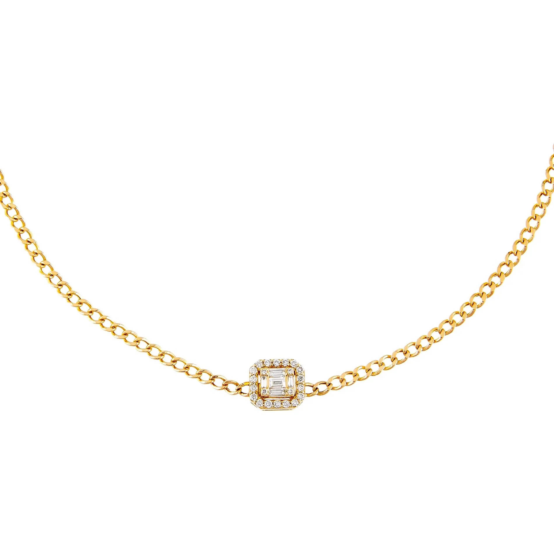 Diamond Illusion Baguette Cuban Choker 14K