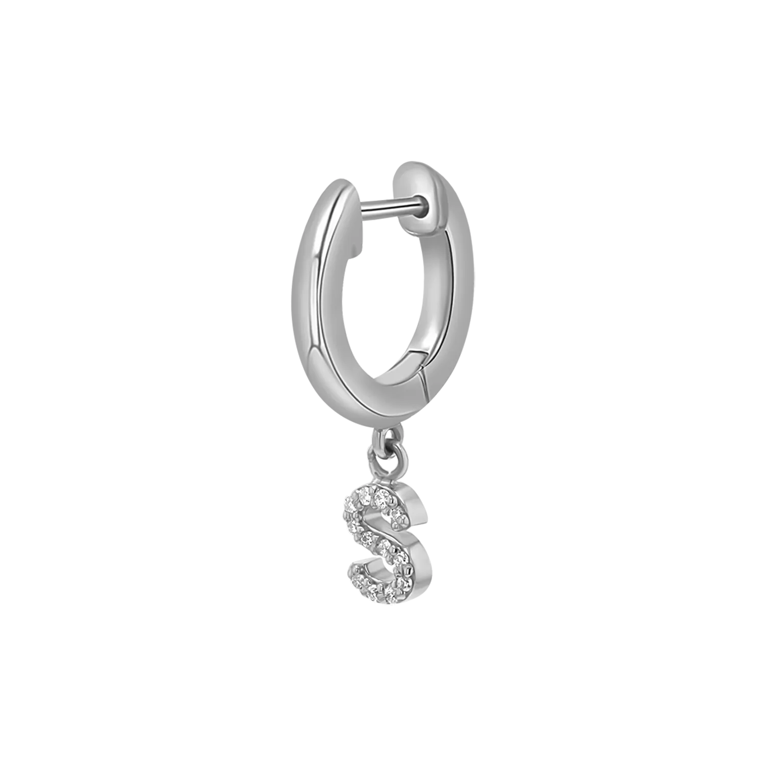 Diamond Initial Charm Drop Huggies