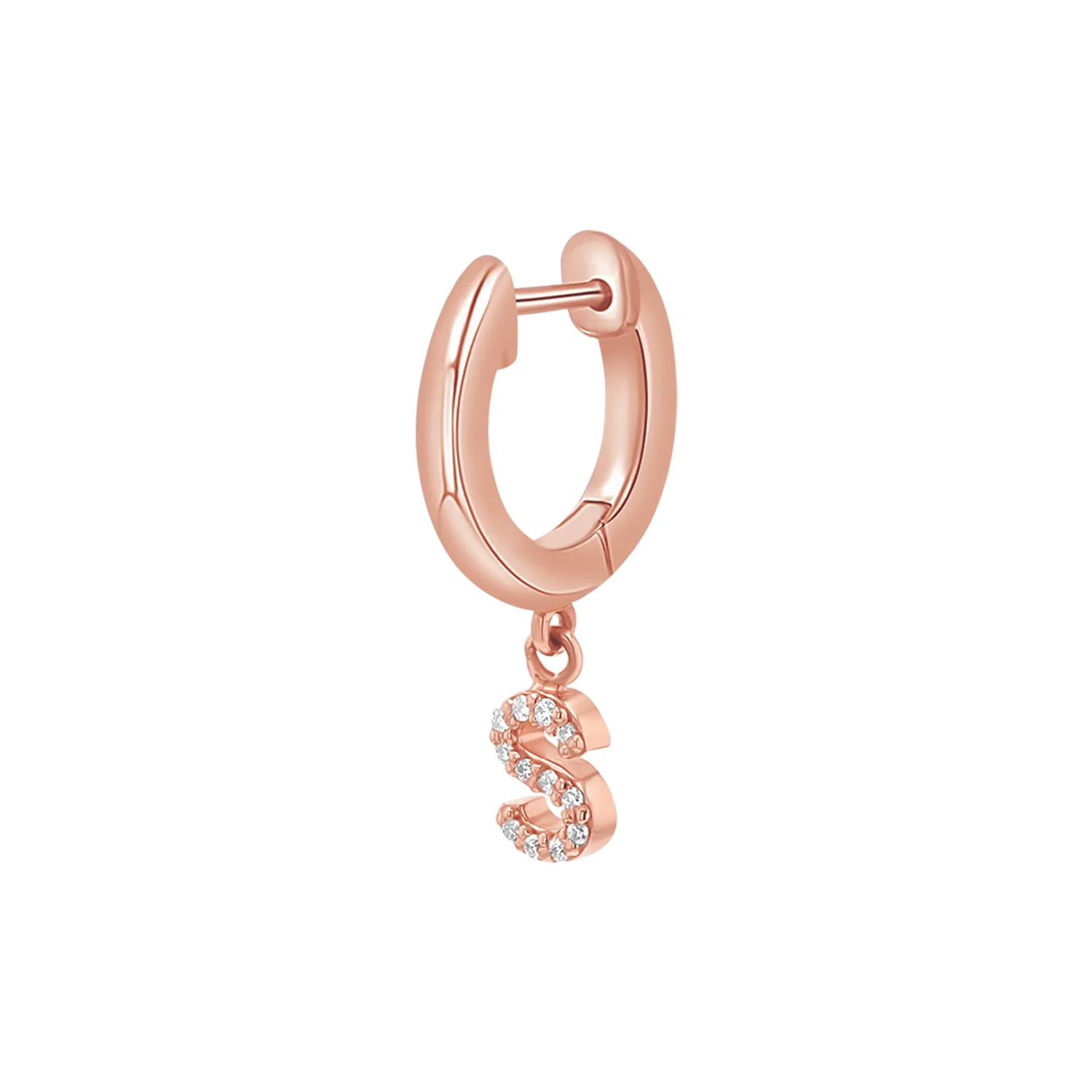 Diamond Initial Charm Drop Huggies