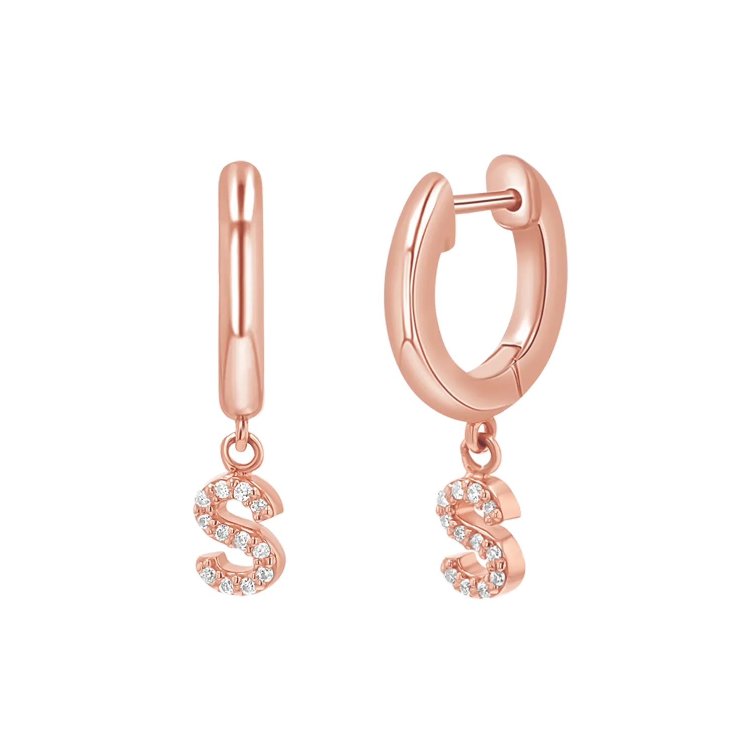 Diamond Initial Charm Drop Huggies