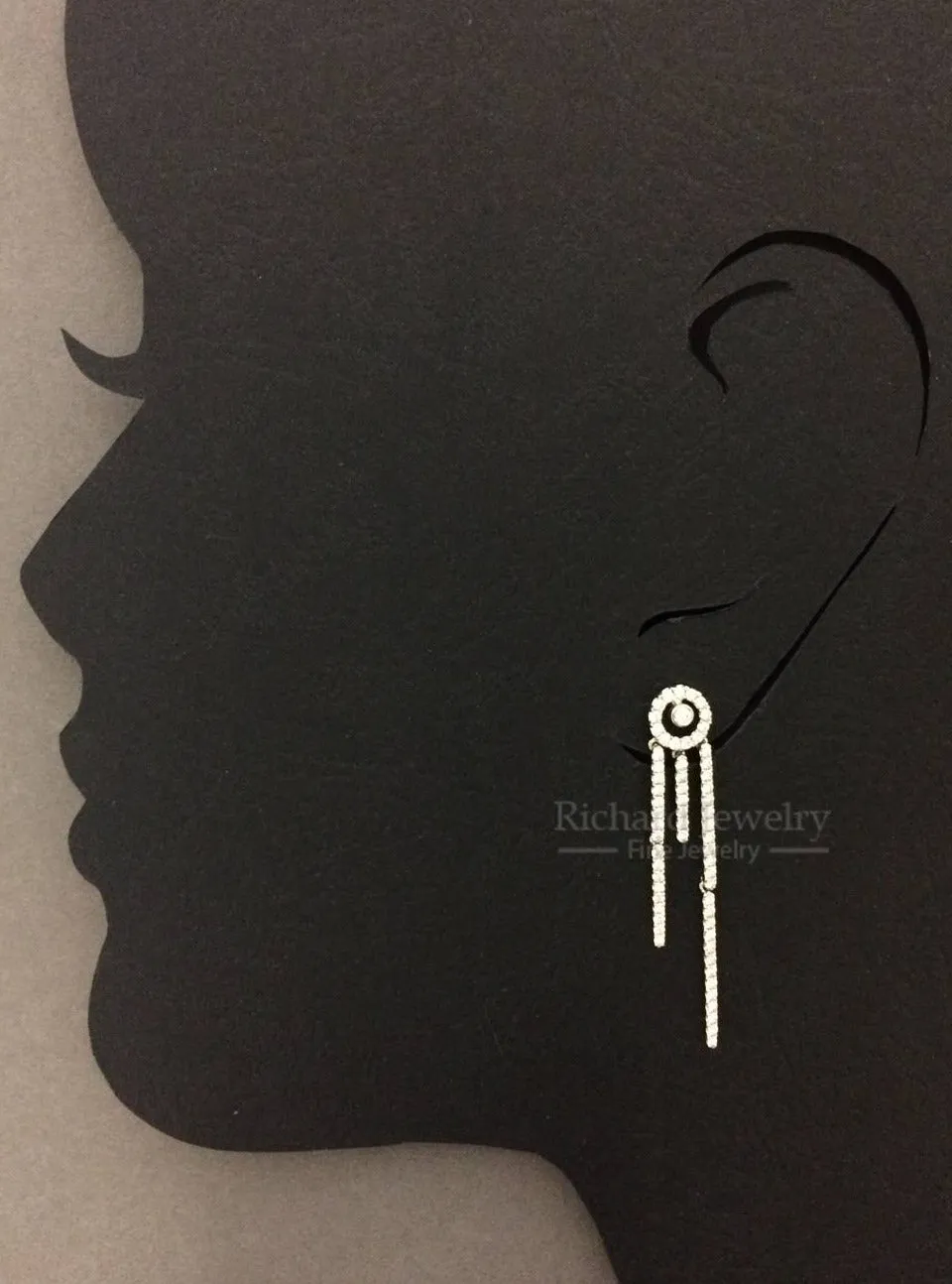 Diamond Linear Drop Earrings
