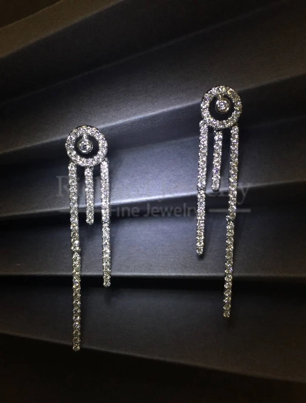 Diamond Linear Drop Earrings