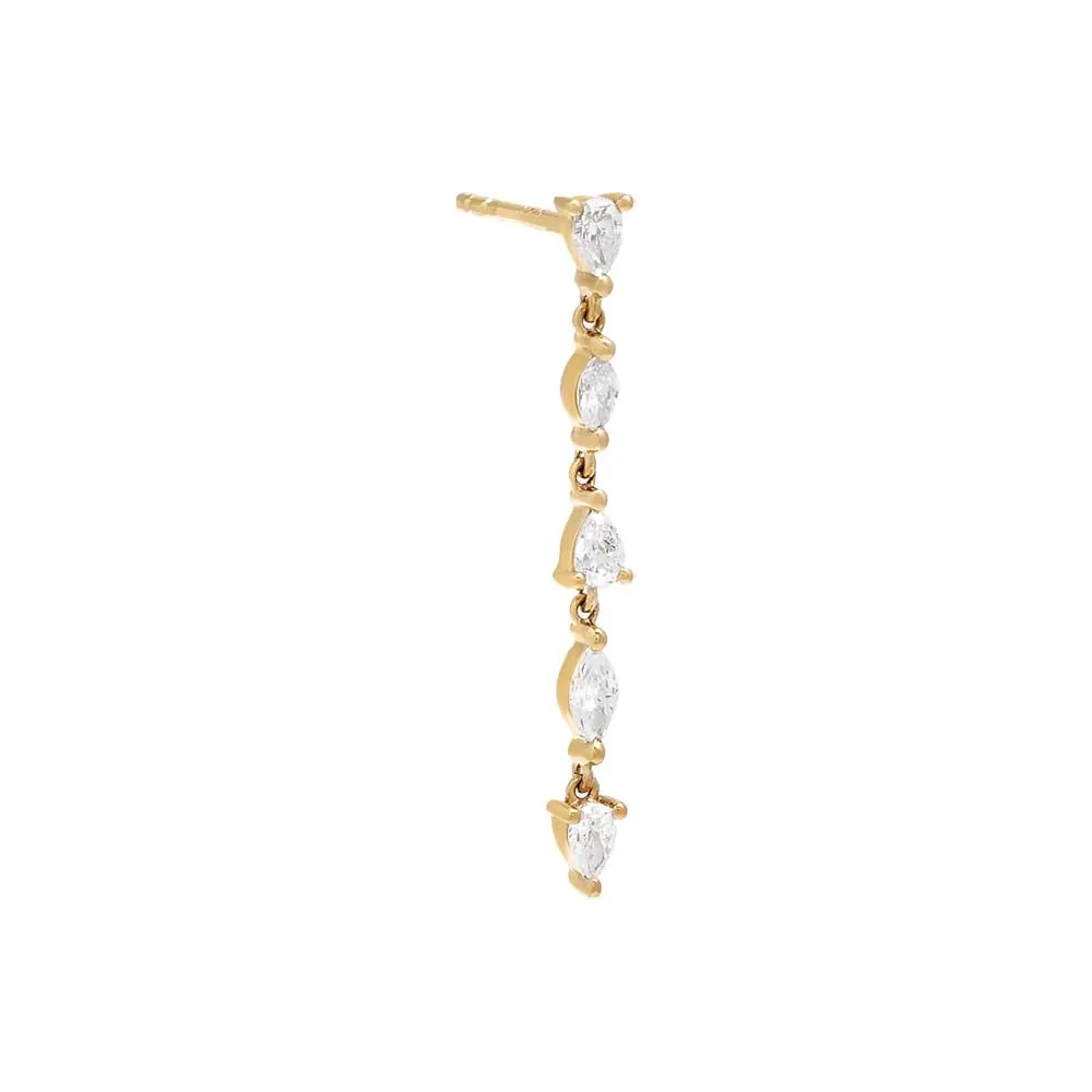 Diamond Multi Shape Drop Stud Earring 14K