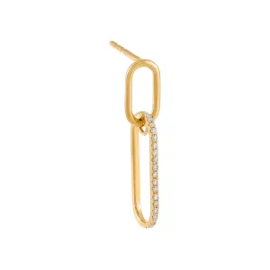 Diamond Oval Link Drop Stud Earring 14K