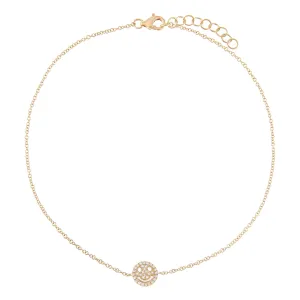 Diamond Pavé Smiley Face Anklet 14K
