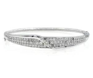 Diamond Pave Cuff Hinged White Gold Bracelet