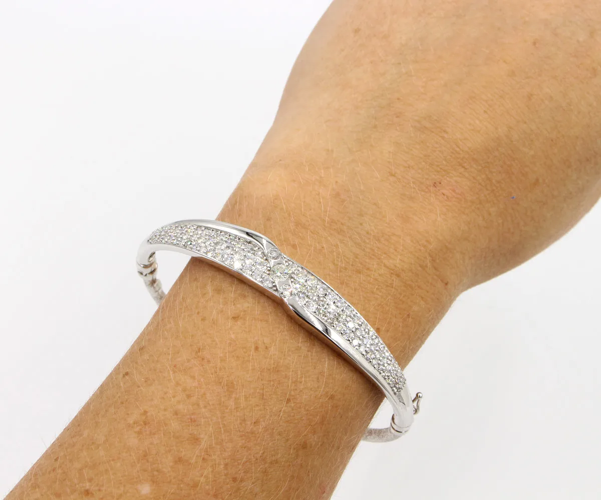 Diamond Pave Cuff Hinged White Gold Bracelet