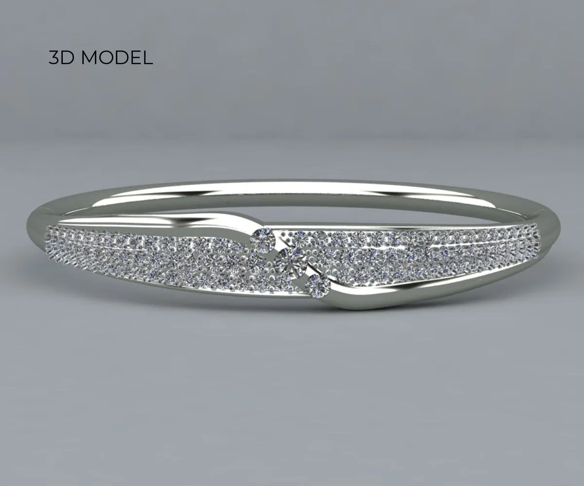 Diamond Pave Cuff Hinged White Gold Bracelet