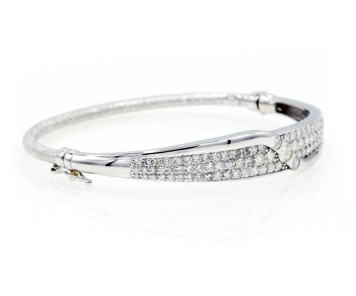 Diamond Pave Cuff Hinged White Gold Bracelet