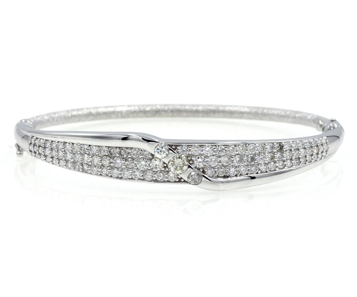 Diamond Pave Cuff Hinged White Gold Bracelet