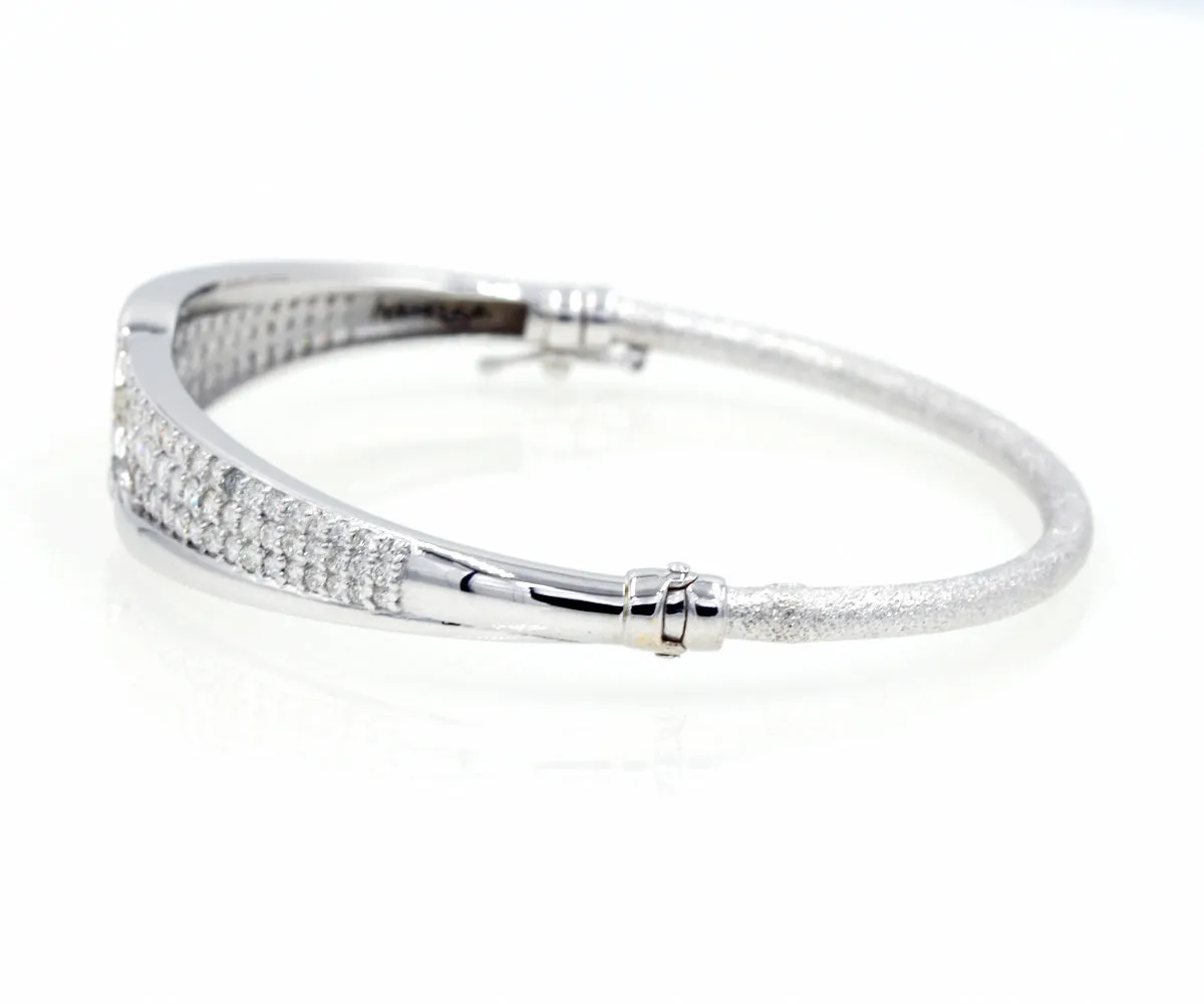 Diamond Pave Cuff Hinged White Gold Bracelet