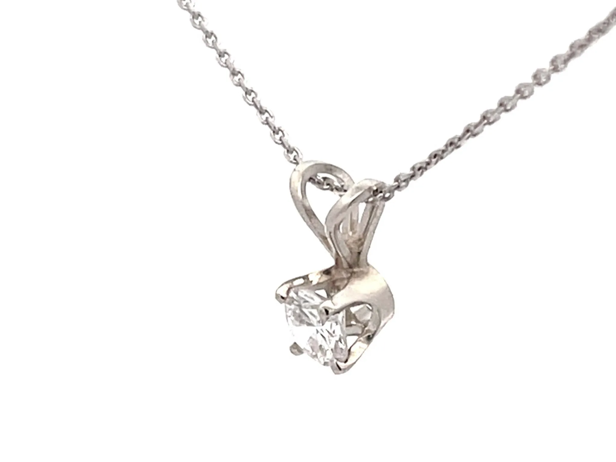 Diamond Pendant and Chain in 14k White Gold