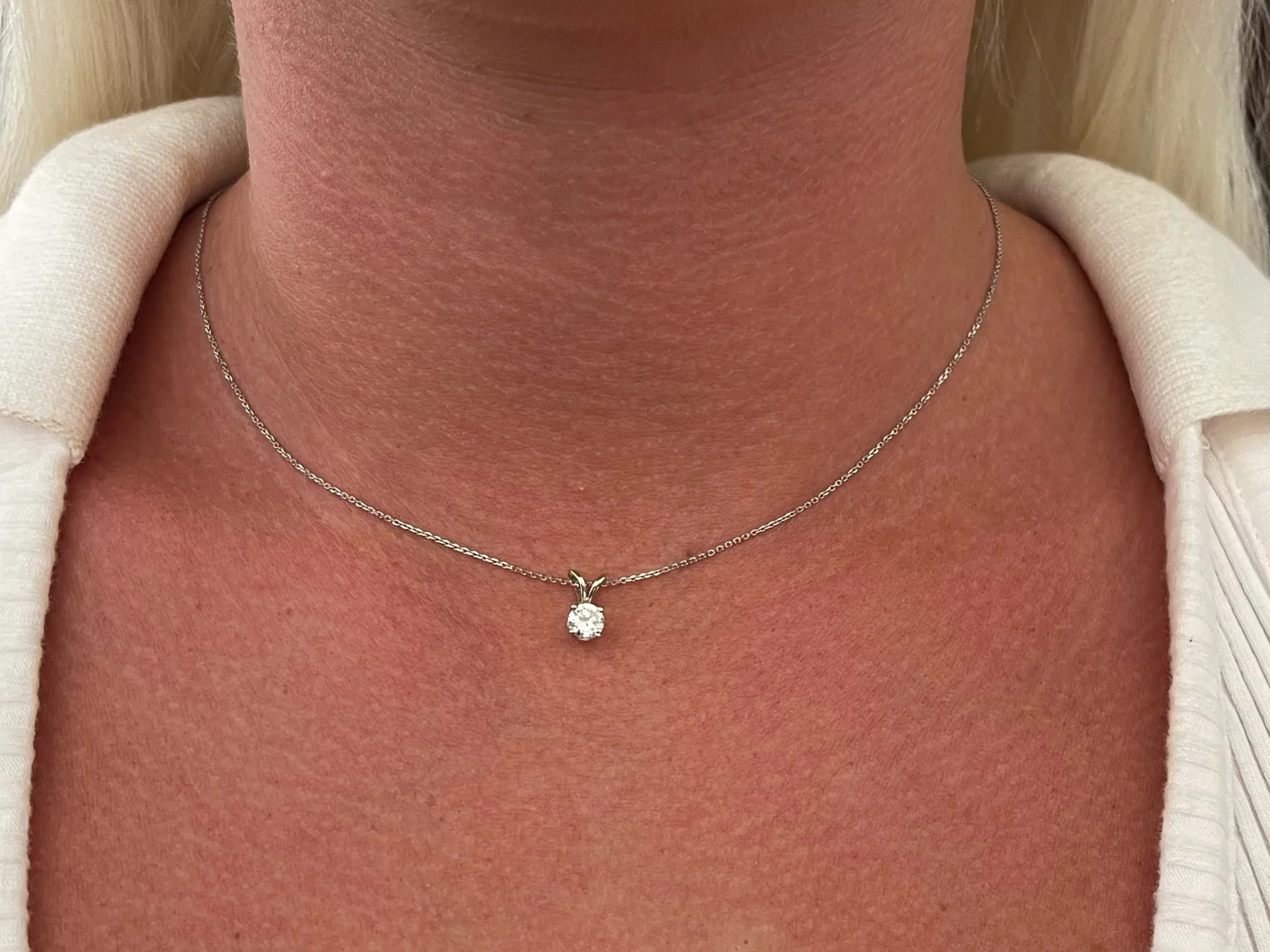 Diamond Pendant and Chain in 14k White Gold