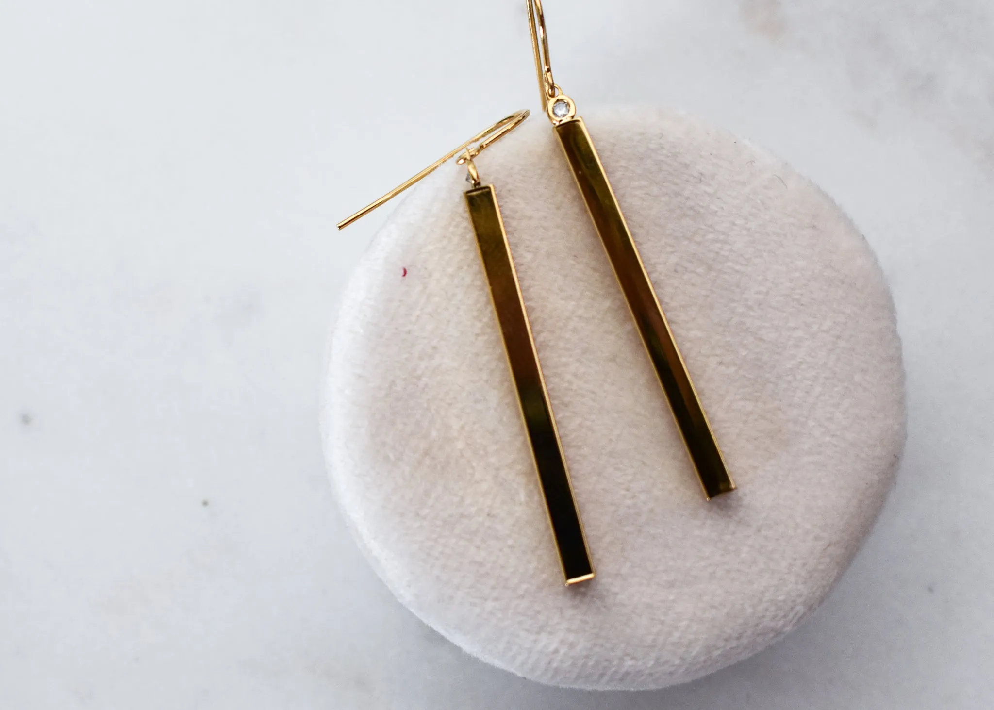 Diamond Square Bar Drop Earrings