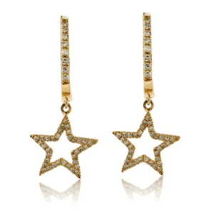 Diamond Star Drop Earrings
