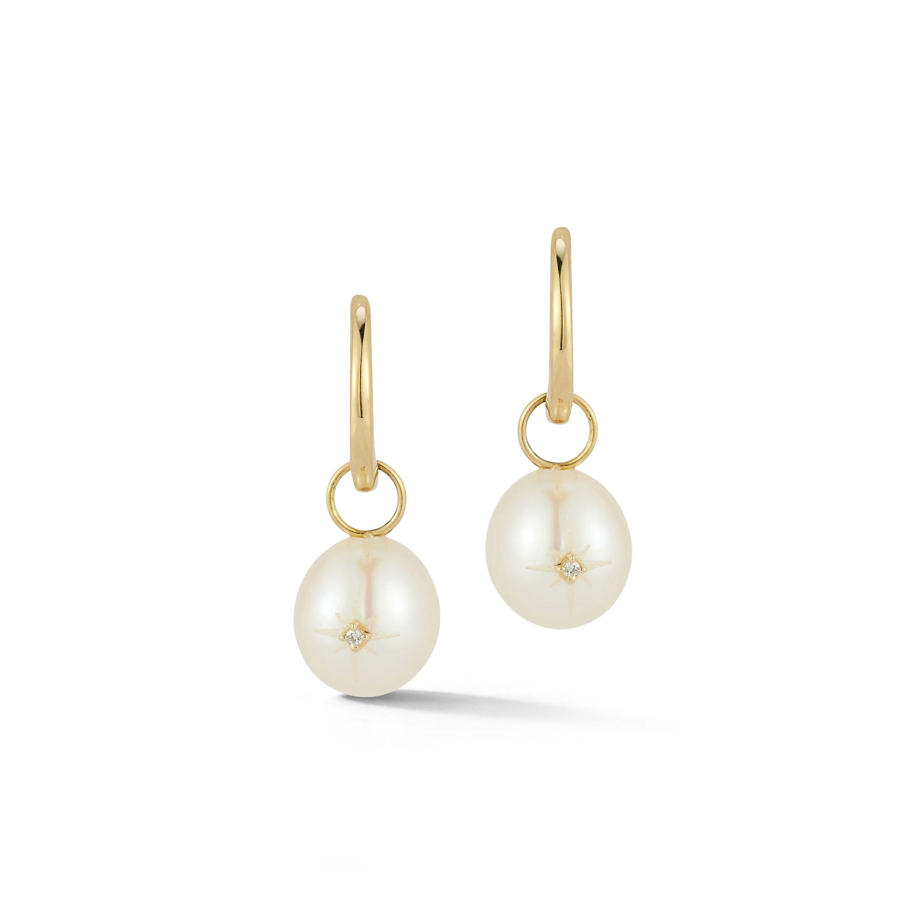 Diamond Studded Baroque Pearl Drop Earrings