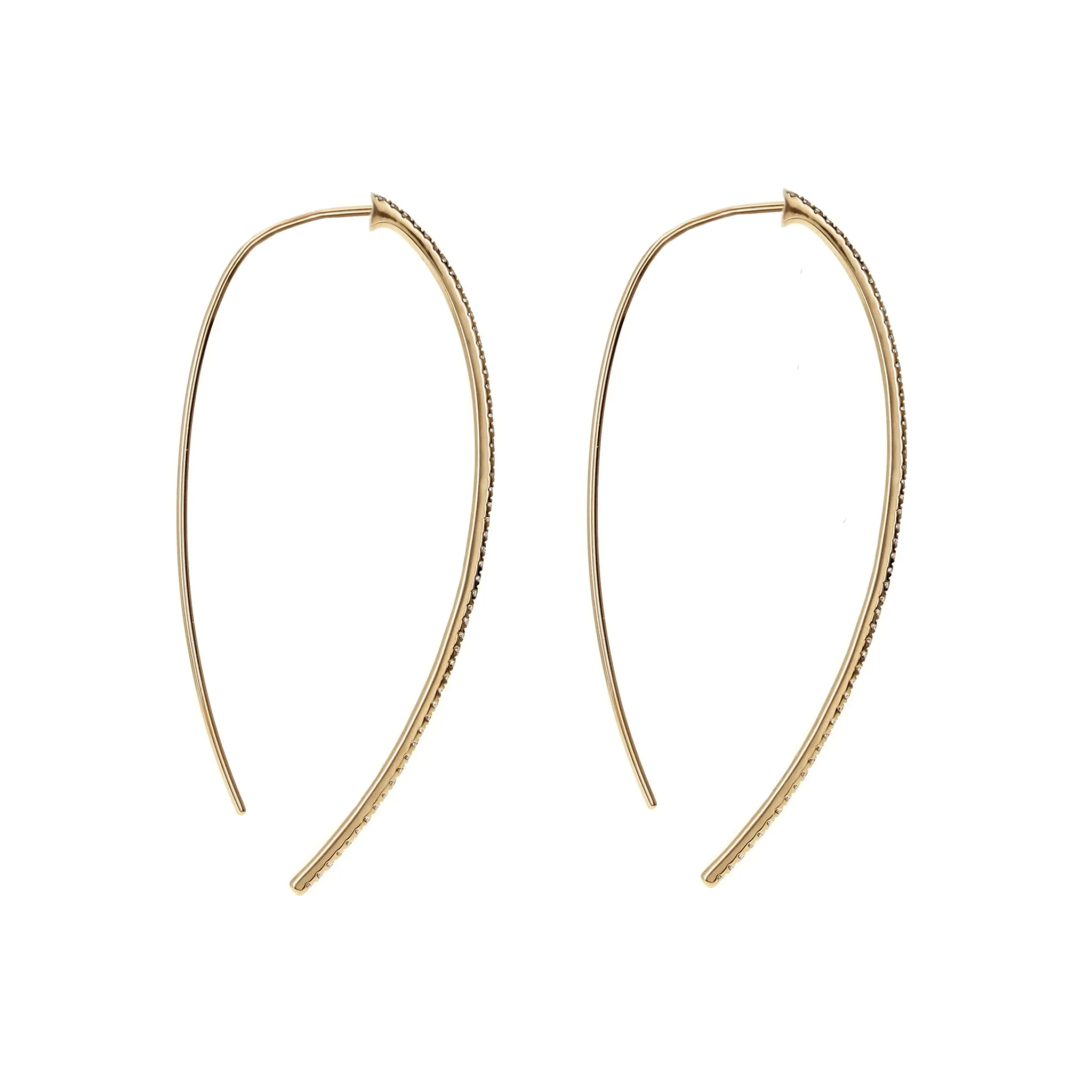 Diamond Thread-Through Gold Hoop Earrings