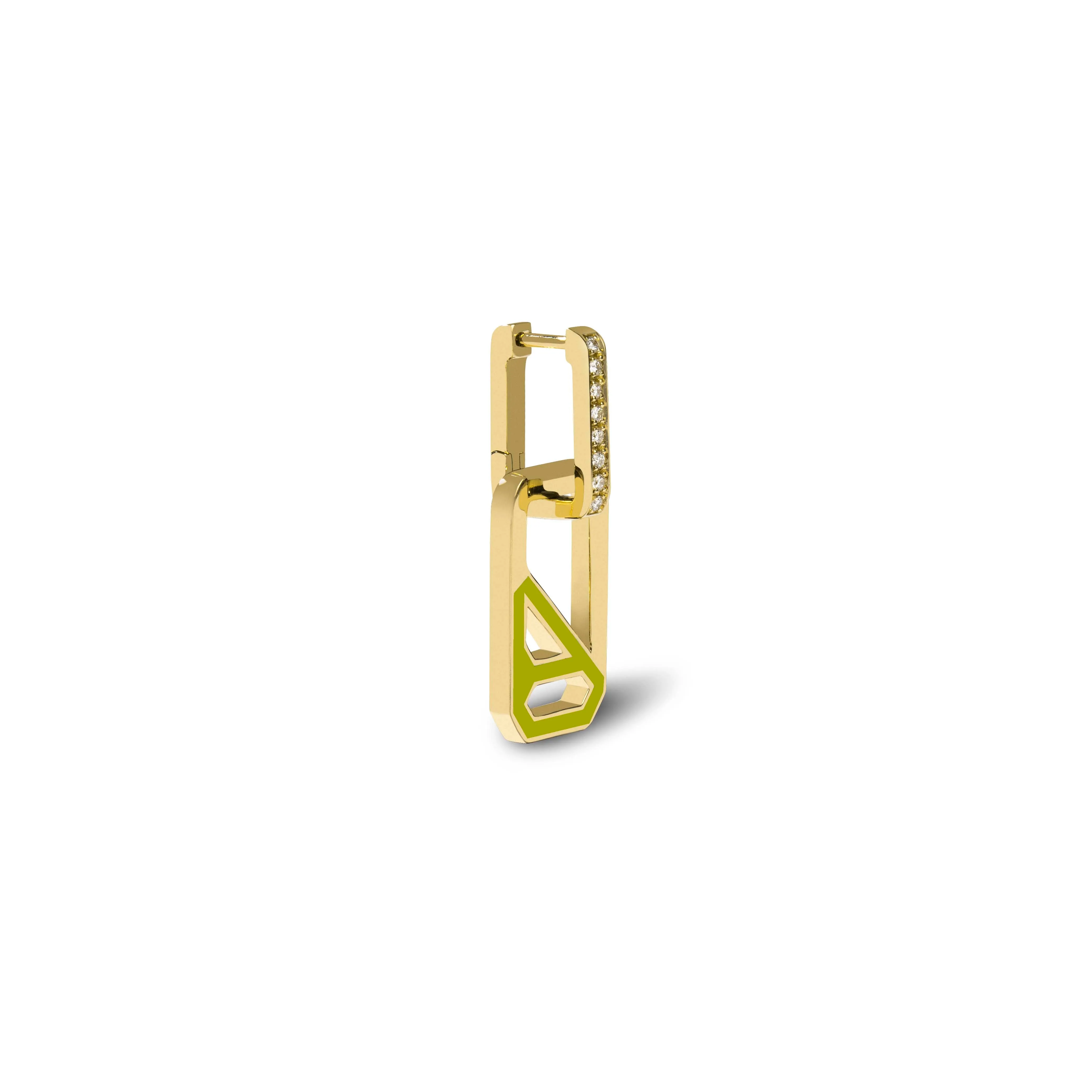 DNA Apple Green Enamel Single Drop Earring