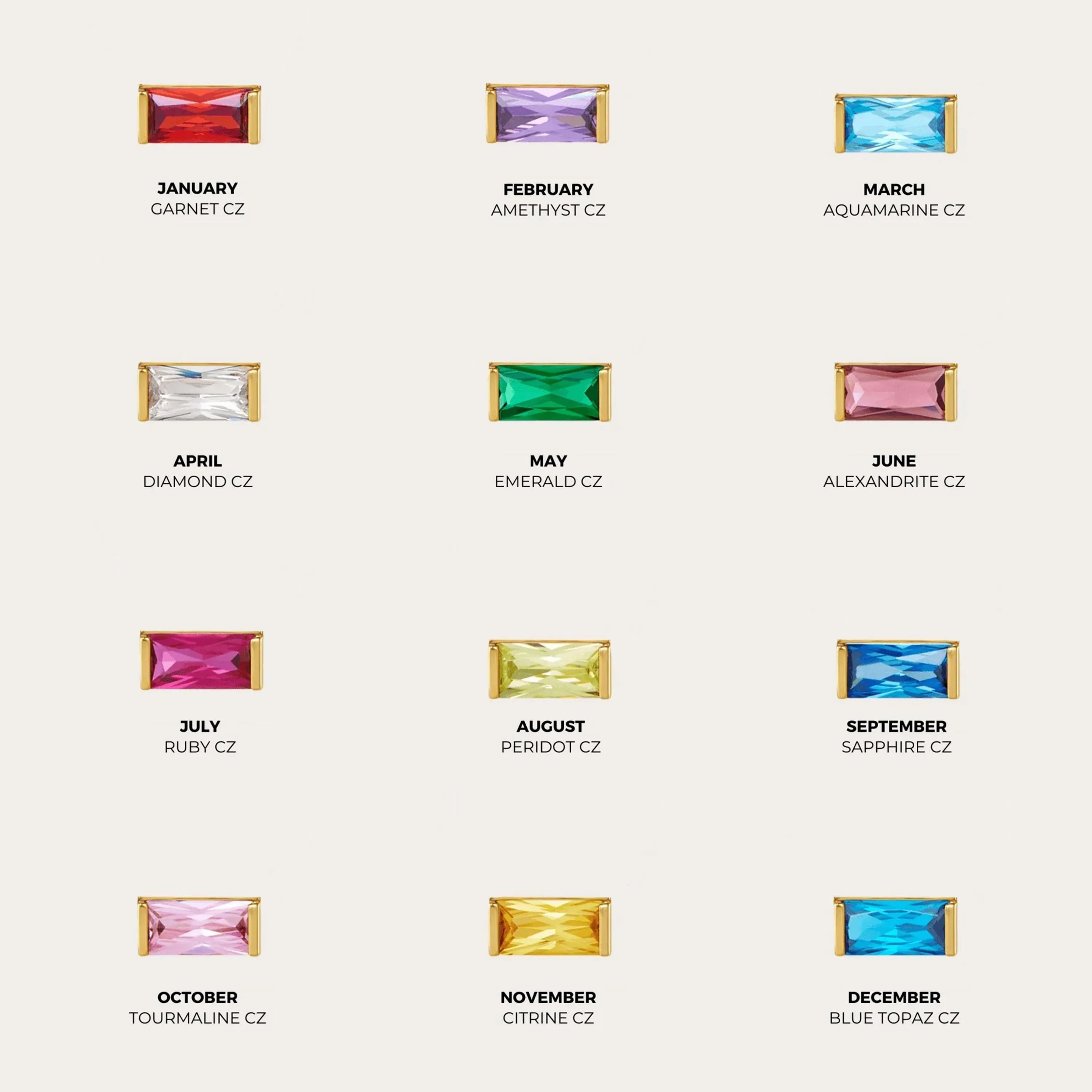 Double Baguette Birthstone Personalized Ring - 18K Gold Vermeil