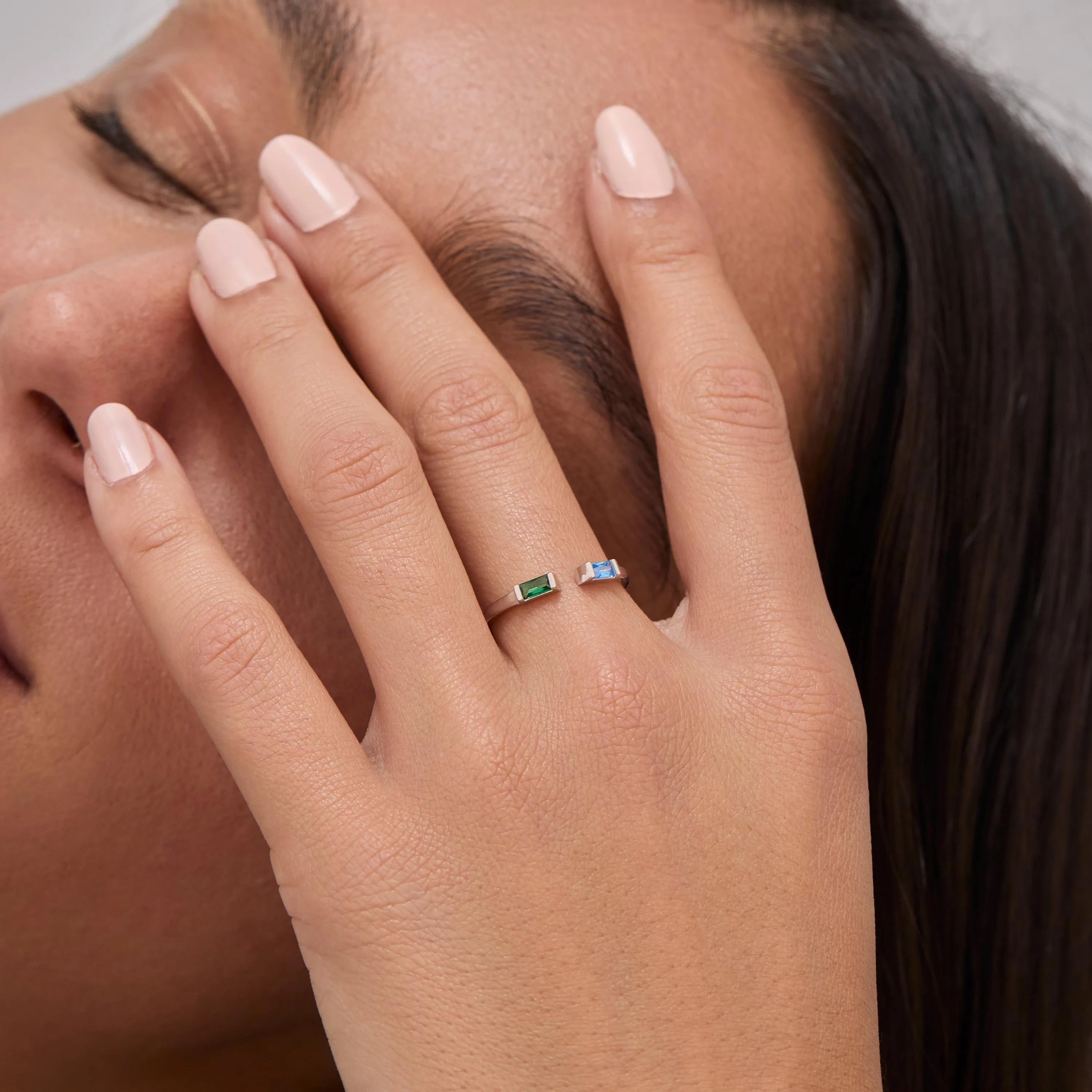Double Baguette Birthstone Personalized Ring - 18K Gold Vermeil