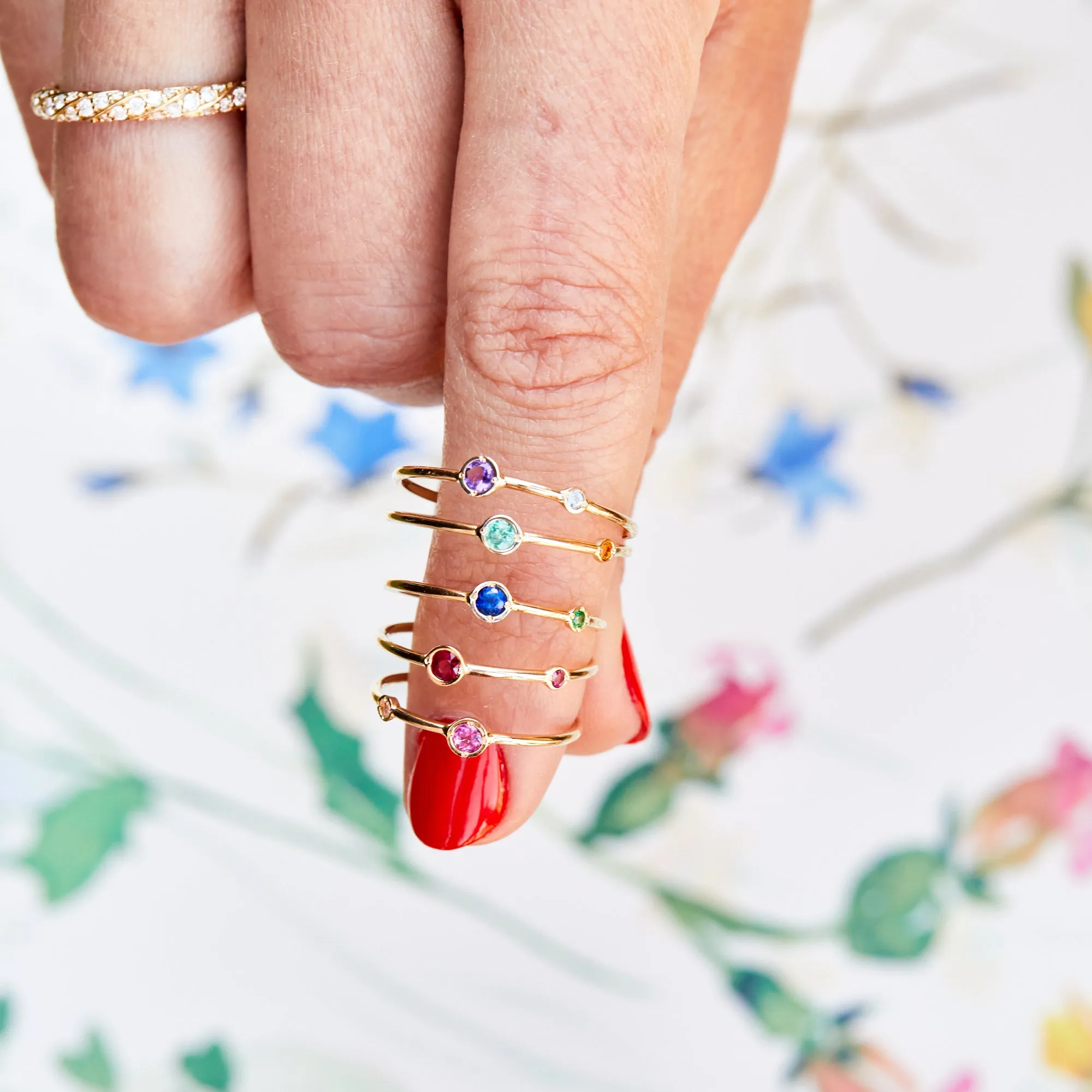 Double Birthstone Stacking Ring