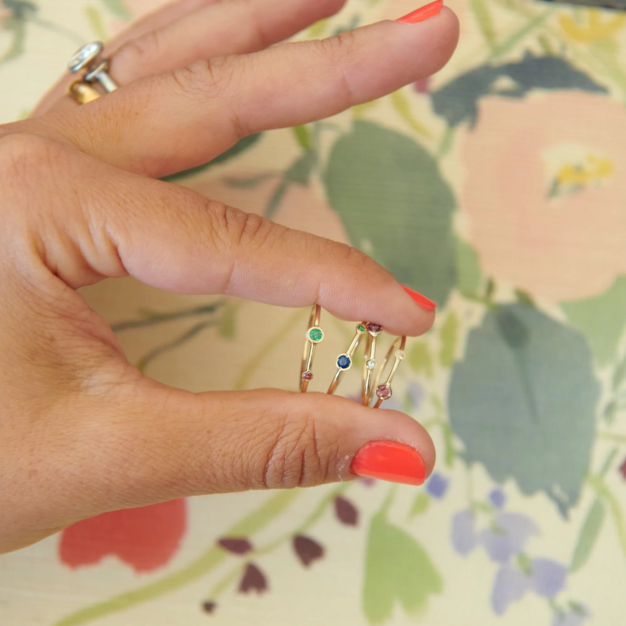 Double Birthstone Stacking Ring