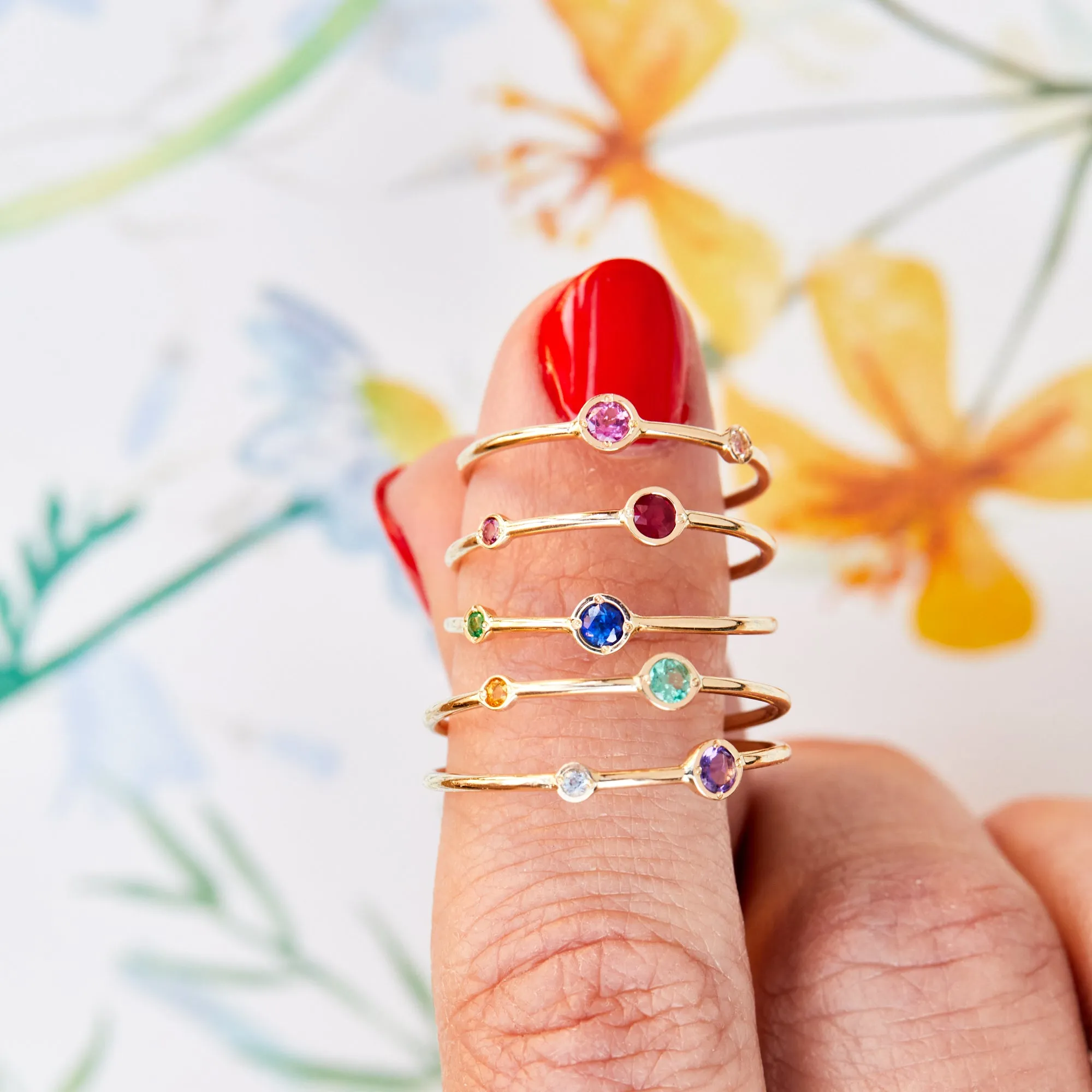 Double Birthstone Stacking Ring