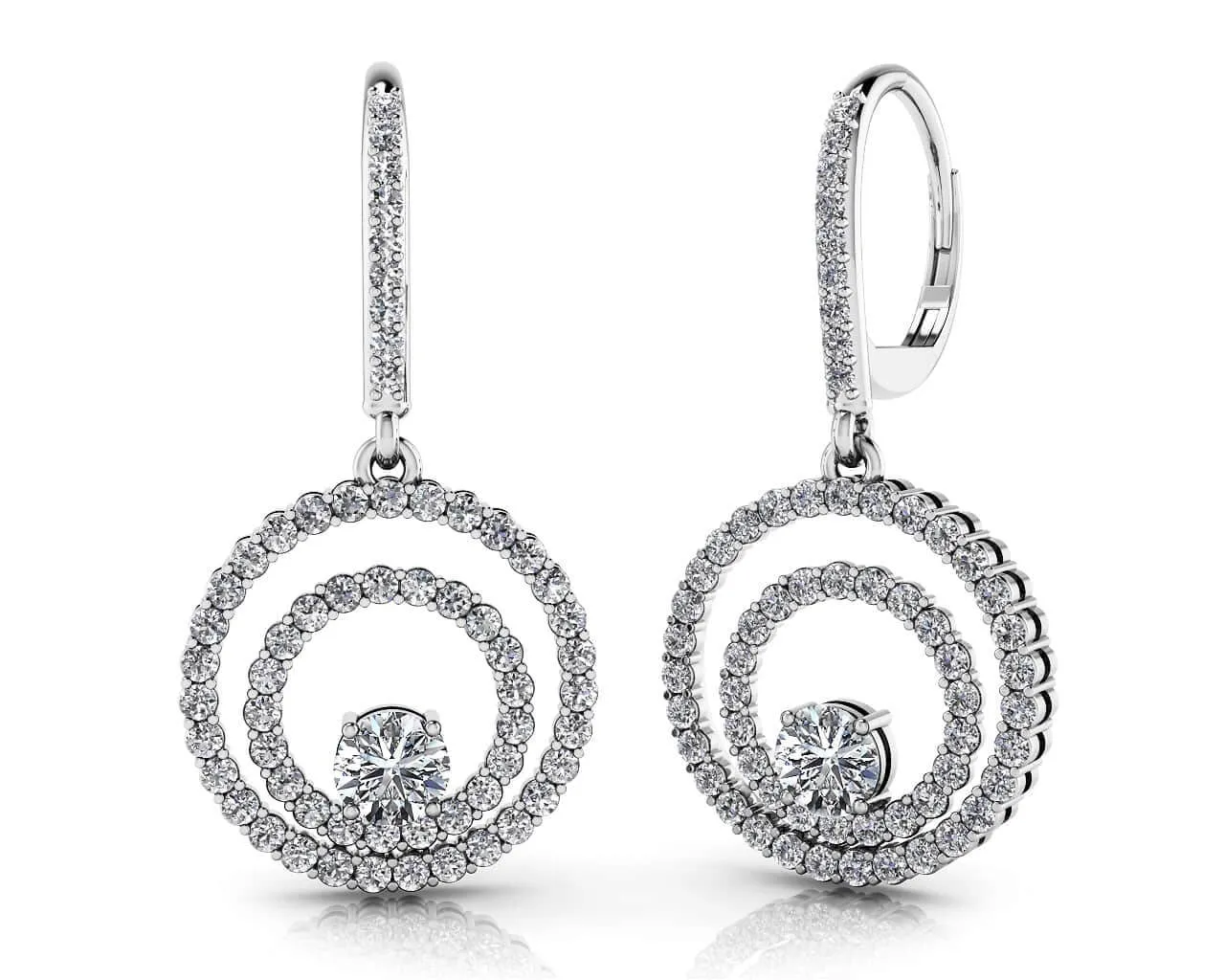 Double Circle Diamond Earrings with 1.68 ct.(finished) 1.3mm, 4mm