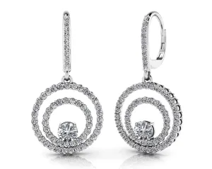 Double Circle Diamond Earrings with 1.68 ct.(finished) 1.3mm, 4mm