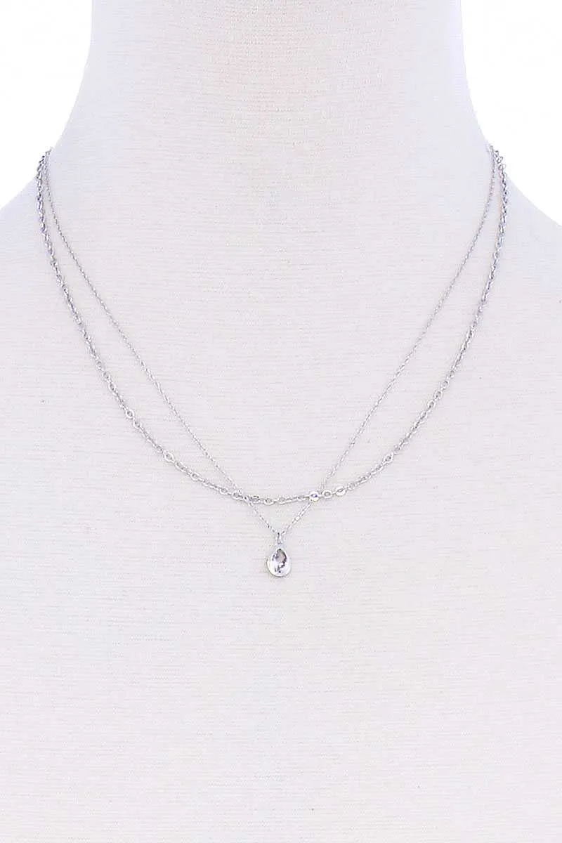 Double Layer Chain Teare Drop Necklace