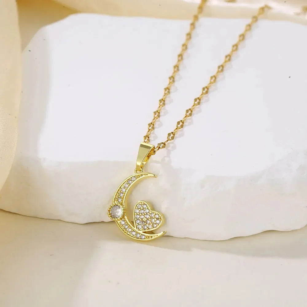 Double-layer Rotatable Sunflower Necklaces Women Chain Choker Stainless Steel