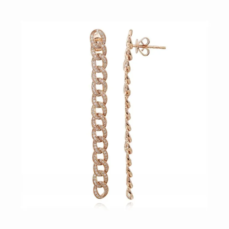 Drop Diamond Cuban Earrings