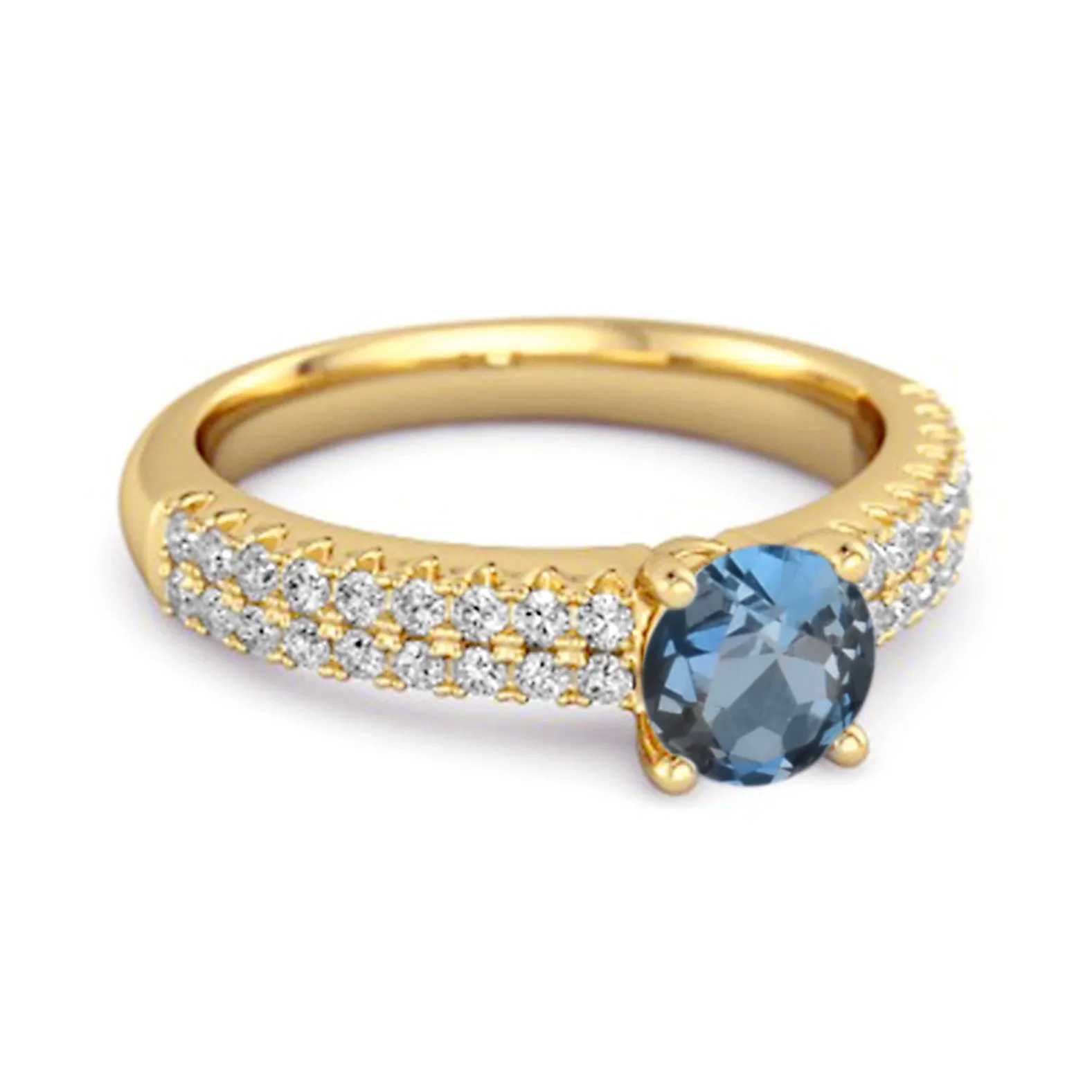 Dual Band 0.10 Ctw London Blue Topaz 925 Sterling Silver Stacking Ring