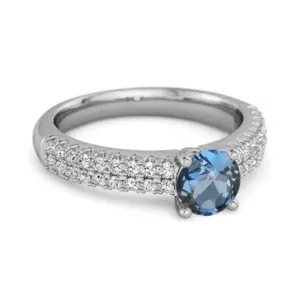 Dual Band 0.10 Ctw London Blue Topaz 925 Sterling Silver Stacking Ring