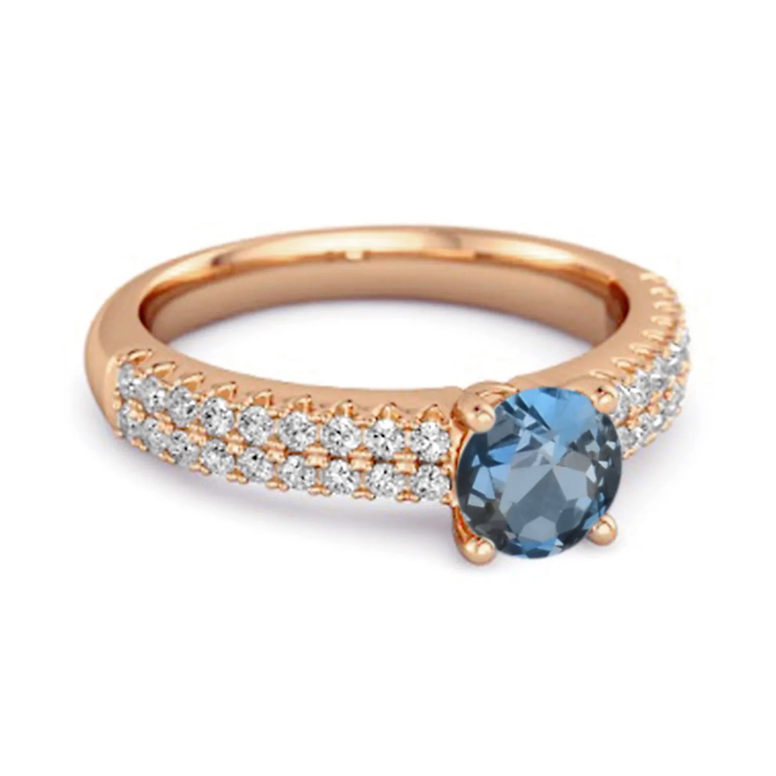 Dual Band 0.10 Ctw London Blue Topaz 925 Sterling Silver Stacking Ring